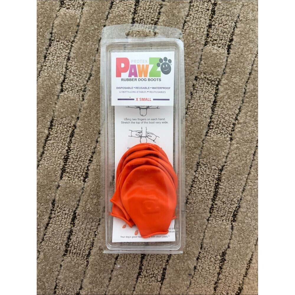 ProTex Pawz Rubber Dog Boots - Bright Orange X-Small